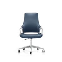 Chaise de bureau pivotante moderne ergonomique de luxe, en cuir contemporain, dossier moyen, réglable