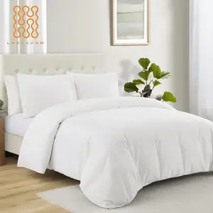 Jogo de cama liso branco com fronha, jogo de roupa de cama t250