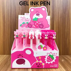 Wholesale Office School multipurpose stationery Supplier Promotional Funny strawberry bear design quick dry gel pen 0.5mm