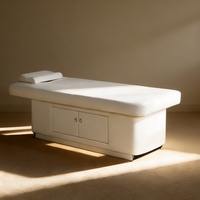 Table de massage électrique de luxe moderne en bois beige à 4 moteurs pour usage commercial, idéale pour salon de beauté, hôtel et salon – Vente chaude directe usine