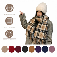 Écharpe rétro en polyester à carreaux pour l'automne/hiver, respirante, longue (200 cm), chaude, anti-froid, pour hommes et étudiants, châle polyvalent pour le cou