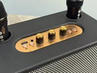 Speaker Karaoke Bluetooth Portabel Kayu Grosir, Dua Mikrofon, Bass Kuat, Kabinet Kayu Retro untuk Pesta di Rumah