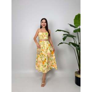 Vestido de Tirantes Finos con Estampado Floral 3040, Corte en A, Cintura Natural, Tejido Transpirable, Uso Diario Informal - Product Image 1