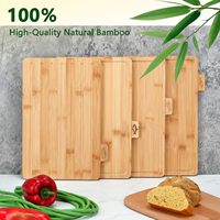 4-delige bamboe snijplankset met ijzeren standaard, 32 x 25 cm, snijplanken voor vlees, groenten, vis, fruit