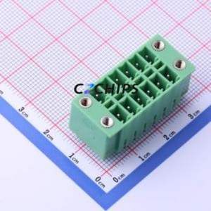 KF2EDGKVM-3.81-2*6P Plug-in Terminal Block Through hole,P=3.81mm <b>Board</b>-to-<b>Board</b> / Socket - Closed Screw Fixing 2x6P 3.81mm - Product Image 1