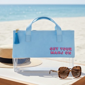 Borsa Mahjong Grande Capacità in PVC Trasparente, Borsa Cosmetica Impermeabile da Viaggio, Organizer Toilette da <span class=keywords><strong>Donna</strong></span> con Nappa e Manico - Product Image 1