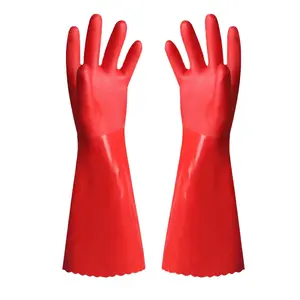 लेटेक्स रबर के दस्ताने लंबे, गाढ़े और पहनने के लिए प्रतिरोधी होते हैं ताकि जलरोधक श्रम सुरक्षा रबर लाल हो सके
