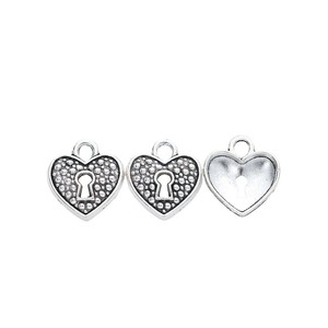 Breloque Cœur à Trou Perforé en Alliage <span class=keywords><strong>de</strong></span> Zinc Argent Vieilli pour Accents <span class=keywords><strong>de</strong></span> Pompon <span class=keywords><strong>de</strong></span> Journal Secret - Product Image 2