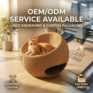 Cama y Taburete Multifuncional Ecológico <span class=keywords><strong>para</strong></span> Gatos con Superficie Rascadora <span class=keywords><strong>de</strong></span> Cartón, Casa Rascadora <span class=keywords><strong>para</strong></span> Gatos - Product Image 6