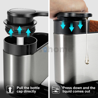 Masthome Organisateur d'évier de cuisine en acier inoxydable pour savon, éponge et brosse, avec distributeur de savon et support de séchage