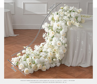 Ins-stijl Premium Zijden Witte Rozen Bloem Tafelkleed & Bloembal Bruiloft Boog Tafeldecoratie voor Banket Evenement Decoratie