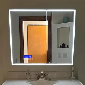 Китайский поставщик, металлический умный зеркальный шкаф со светодиодным светом, прямоугольная комната для отдыха, аптечка с зеркалом