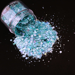 Lot de 1kg de paillettes épaisses, hexagone ultra-mince bleu clair pour remplissage de slime, bricolage, Nail Art, visage et corps - Product Image 2