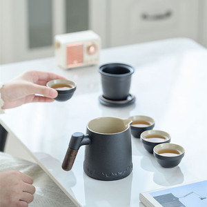 Msh Giá Rẻ Tốt Trung Quốc Tea Cup Set Với Nắp Gốm Dễ Thương Màu Đen Sứ Cốc Trà Tùy Chỉnh Cho Cà Phê Và Trà - Product Image 2