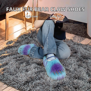 Nouvelles mules tendance en fausse fourrure à griffes d'ours, antidérapantes, pour l'extérieur, avec semelle épaisse en EVA, pour un confort décontracté et chaud. - Product Image 3