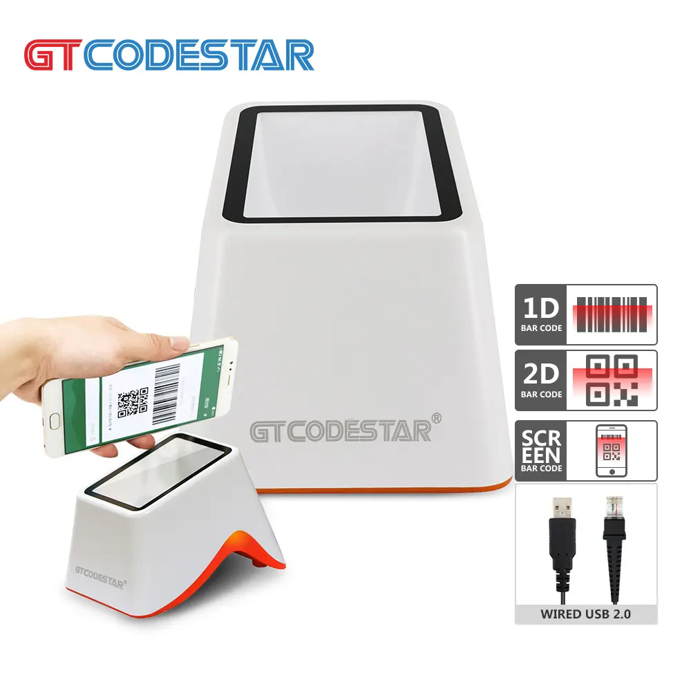 E-payment qr code reader desktop 2D barocde scanner for wechat alipay
