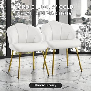 Chaise de salle à manger moderne en velours de style nordique avec pieds en métal doré, chaise d'appoint ergonomique luxueuse et rembourrée pour hôtel, salle à manger, salon - Product Image 2