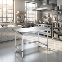 Plan de travail de cuisine d'hôtel en acier inoxydable 304 autonettoyant pour la pâtisserie, le pétrissage, la découpe de légumes et l'emballage