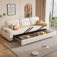 Nuevo Modelo de Sofá Cama Minimalista Moderno, Doble Uso, Multifuncional, con Almacenamiento Integrado, Plegable, Color Crema, para Uso Doméstico, Pequeño
