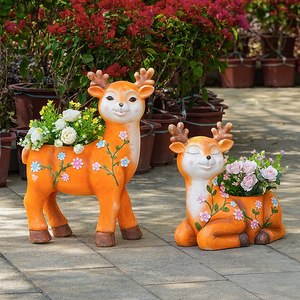 Large Eco-Friendly Resin <strong>Deer</strong> Flower Pot Outdoor Succulent Garden Ornament for Courtyard Balcony Decorations Resin Crafts - Product Image 1
