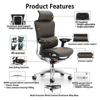 Chaise de bureau exécutive ergonomique en cuir moderne à dossier haut, base en aluminium, cadre en plastique, chaise de bureau à domicile de haute qualité, OEM