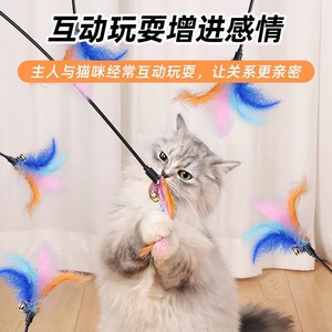Juguete para gatos con plumas y campana, varilla de alambre de acero, juguete interactivo automático para mascotas. - Product Image 5