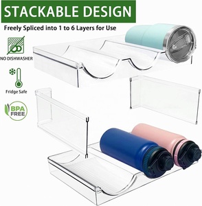 <span class=keywords><strong>Porte</strong></span>-<span class=keywords><strong>bouteille</strong></span> en plastique empilable Organisateur pour le rangement du garde-manger de la cuisine Étagère rectangulaire pour réfrigérateur ou armoires de cuisine - Product Image 3