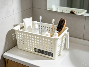 Wholesale Square Multi-Purpose Plastic Storage <strong>Basket</strong> Handles OEM Custom Hollow Organizer Bin For Office Kids Toy Home Hotel Use - Product Image 1