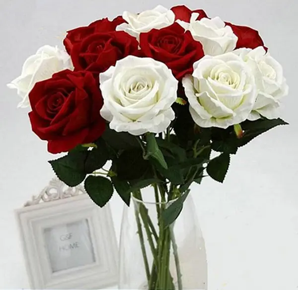 Искусственный флис, имитация цветка розы, цветок розы, свадебная композиция, украшение для дома, цветок розы