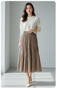 PY Fashion Design Women Casual A-Line <b>Pleated</b> <b>Skirt</b> Natural Waistline <b>Maxi</b> <b>Skirt</b> 2 Piece Bazar Wholesale Bulk Clothing - Product Image 6