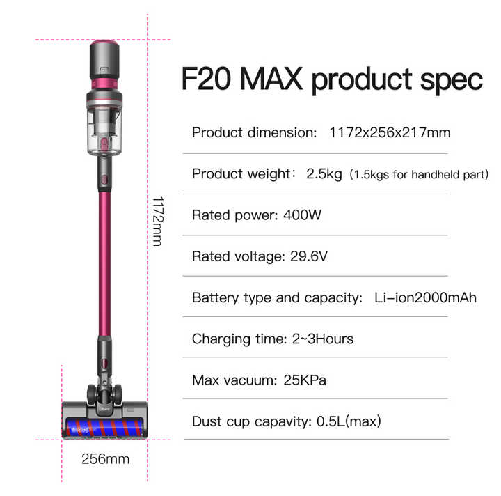 Dibea F20最大コードレススティック掃除機400ワットbldc中国真空  