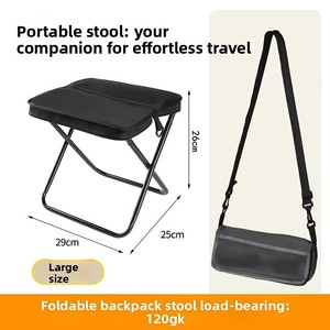 Tabouret pliant léger et portable pour l'extérieur avec poignée de transport, petit banc en tissu Oxford pour la pêche, le camping, la file d'attente, chaise entièrement pliable - Product Image 1