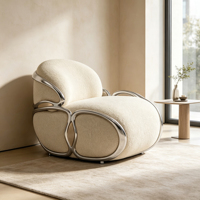 Designer-Akzentsessel aus Fiberglas mit Stoffbezug, Moderner Luxuriöser Geschwungener Einzelsofa-Stuhl für das Wohnzimmer