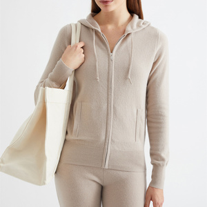 Cardigan da <span class=keywords><strong>Donna</strong></span> in Puro Cashmere <span class=keywords><strong>con</strong></span> <span class=keywords><strong>Zip</strong></span> e Cappuccio - Product Image 2