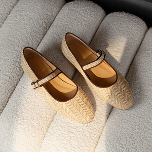 WETKISS Chengdu Women Shoes Factory OEM <strong>Boho</strong> Style Espadrilles Straw <strong>Flat</strong> Shoes Round Toe Ballet <strong>Flats</strong> Women Mary Jane <strong>Flats</strong> - Product Image 4