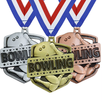 Medalla Deportiva Personalizada de Aleación de Zinc, Premio 2D 3D con Técnica de Grabado Plateado para Bolas de Bolos