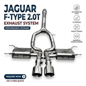 Sistema de escape Catback con válvula de acero inoxidable Vortex para Jaguar F-TYPE 2.0 con tanques laterales dobles grabados y conjunto de puntas de sujeción - Product Image 1