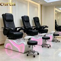 Fauteuil de pédicure électrique inclinable avec système de jets d'hydrothérapie sans tuyauterie, massage du dos Shiatsu, lampe LED pour salon de manucure, spa des pieds