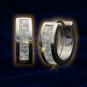 Orecchini a Cerchio di Lusso in Argento 925 con Cristalli e Strass, Placcati in Rodio, Gioielli Unisex Classici per Uso Quotidiano - Product Image 2