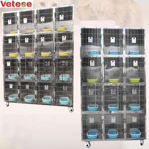 Kafesleri paslanmaz çelik kafes toptan veteriner kafes köpek tekerlekler evcil hayvan taşıyıcıları - Product Image 4