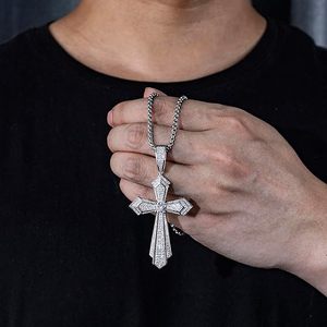 S925 серебро лабораторный бриллиант хип-хоп кулон христианские ювелирные изделия для хип-хопа мужчины рэпер D Цвет ледяной ошейник Муассанит крест ожерелье - Product Image 4