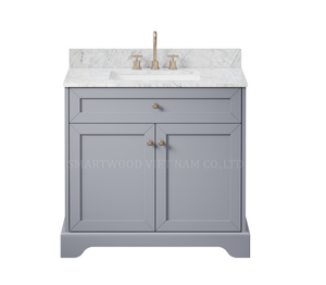 Smartwood Modern Water Resistant Hotel Bathroom Vanity with Undermount Porcelain Basin and 4 Drawers <b>LED</b> <b>Mirror</b> - Product Image 3