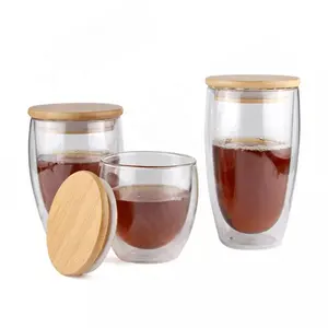 Emode Glass Coffee Mugs 8 OZ - Double Wall Insulated Thermal Cups Drinking Glasses For Tea/ Coffee/ Latte/ Cappucino/Cafe/ Milk