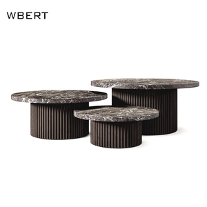 Wbert hiện đại sang trọng sồi và Đá Cẩm Thạch Bàn cà phê mulholland plinth thiết kế cho ăn uống nhà khách sạn biệt thự phong cách Mỹ - Product Image 5