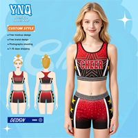 Service OEM de Gros Personnalisé : Soutiens-gorge et Shorts de Cheerleading en Tissu Métallique Sublimé avec Poudre d'Oignon Dorée AB Diamond