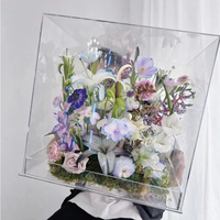 Boite de grande fleur en acrylique, 12 pouces, pour vraies fleurs, plantes, Cube, pour un cadeau de saint-valentin, livraison gratuite