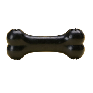 タフな咬傷に強い犬の黒い骨のおもちゃ天然ゴム中型および大型犬のペットトレーニング漏れやすい食品インタラクティブな犬のおもちゃ - Product Image 1