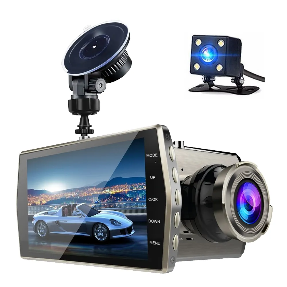 New HD 1080P Dashcam 4.0" Inches Car DVR Camera Dual Lens Car Camera DVR Video With Night Mode Car Black Box