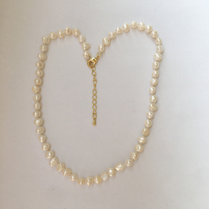 <span class=keywords><strong>Collana</strong></span> Choker 16 Pollici+5 CM, <span class=keywords><strong>Perle</strong></span> d'Acqua Dolce 100% Naturali, <span class=keywords><strong>Perle</strong></span> <span class=keywords><strong>Barocche</strong></span> 6 MM Annodate, Durevole, Chiusura Placcata in Oro 18k - Product Image 2