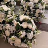 Boule de fleurs en soie blanche faite à la main de qualité supérieure, pour bricolage, centre de table de mariage ou de Noël, arrangements floraux réalistes de roses et d'hortensias pour mariée